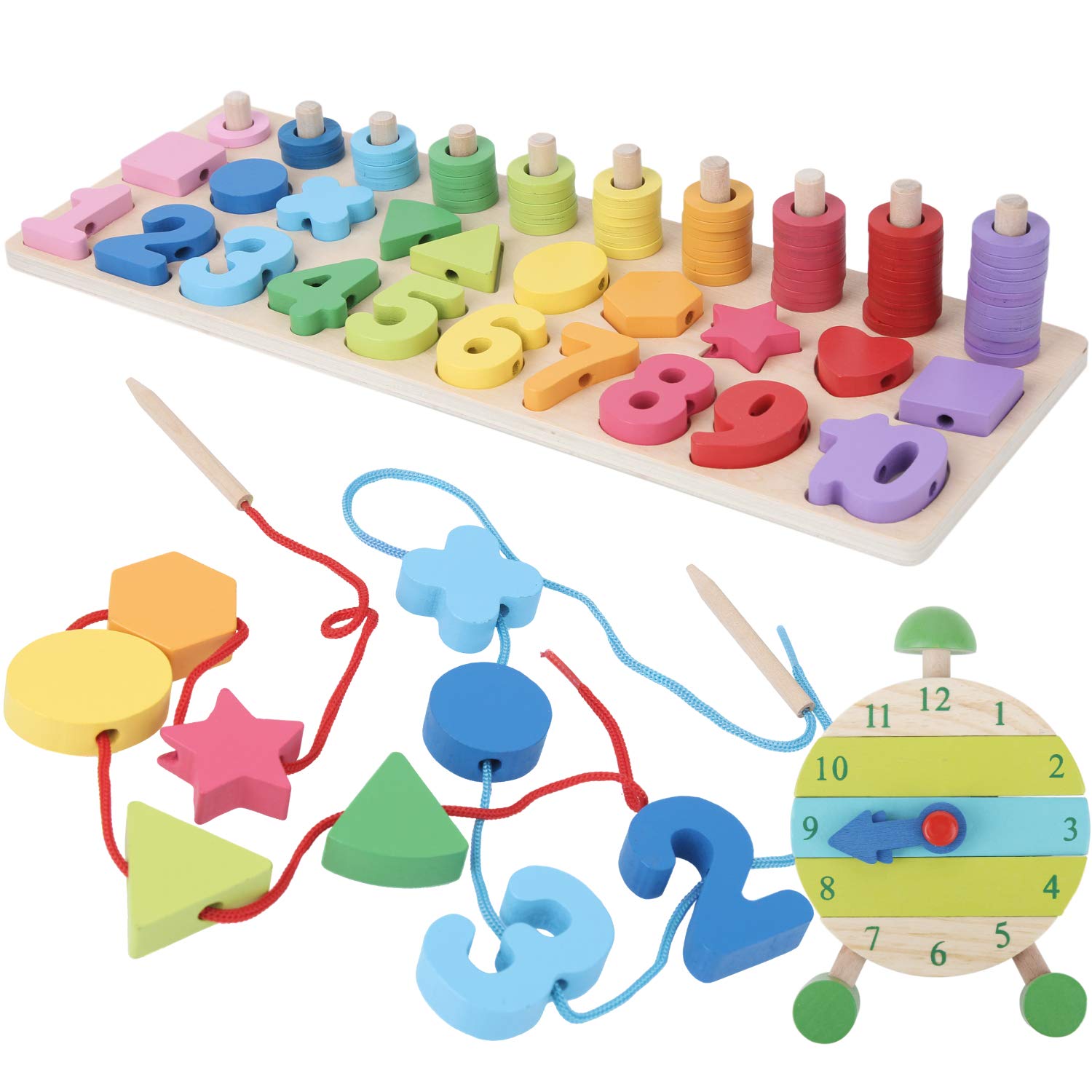 Montessori Fine Motor Skill MMF7 Toys Math Wooden Number Set with