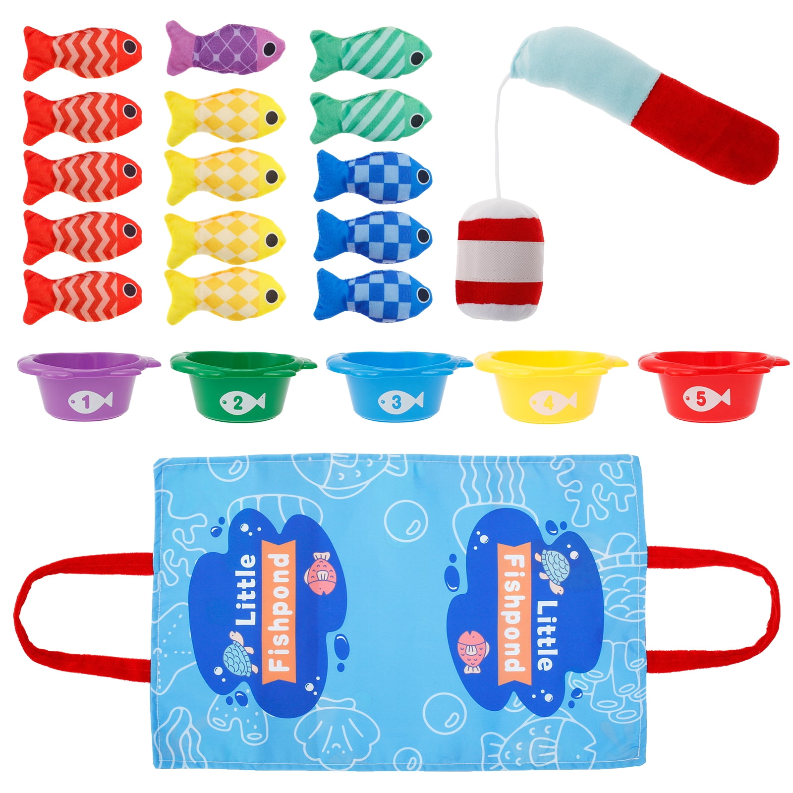 LEADSTAR Montessori Toys For 1 Year Old,22PCS Cloth Fishing Game Set With Stacking Cups For Baby