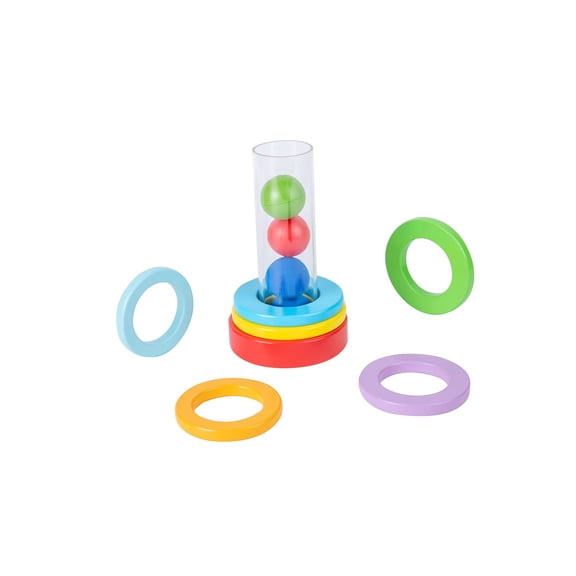 Montessori Stacking Rings and Balls Baby Toy Clear Tube 7 Rings 4 Balls Infant Sensory Activity 6 to 12 Months