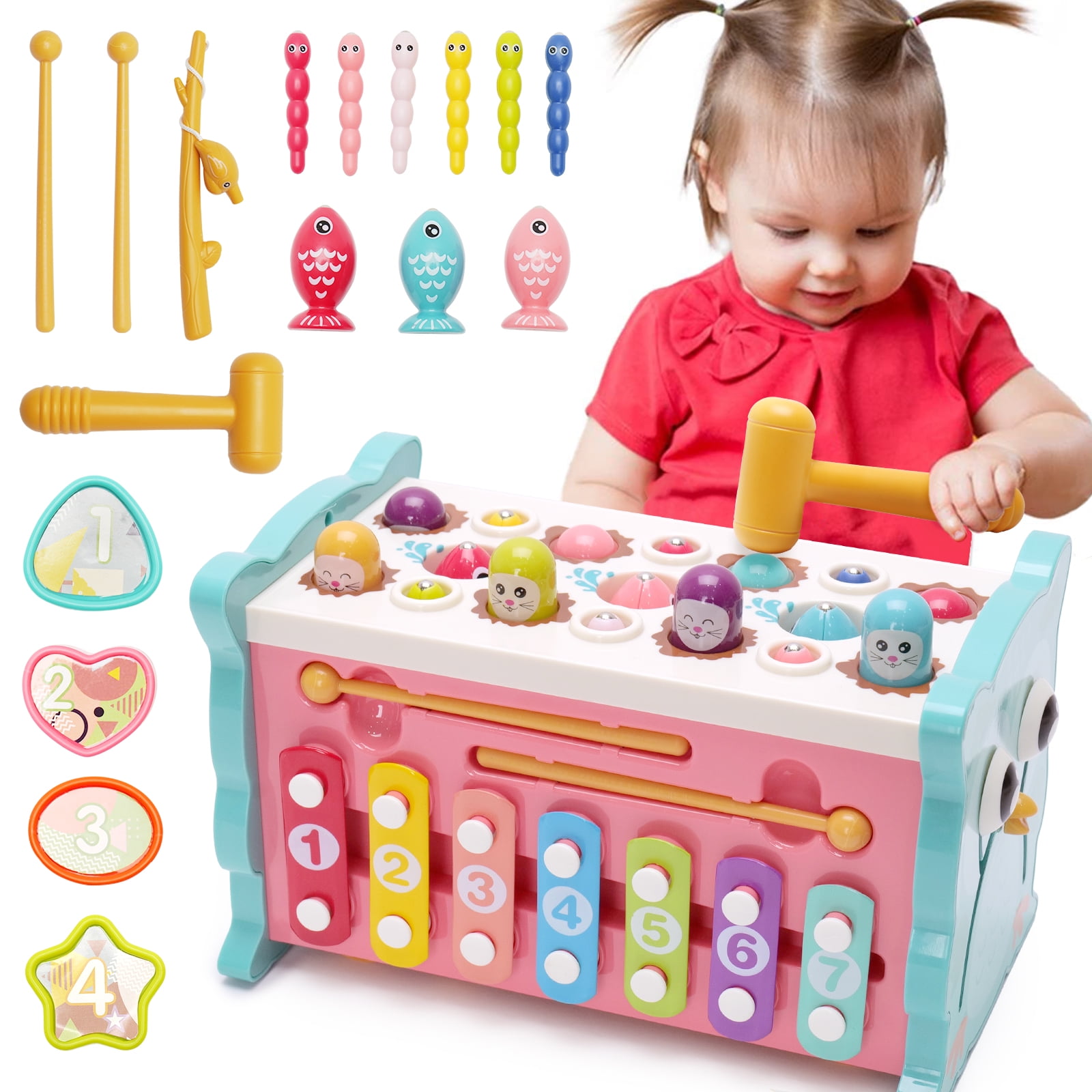 ZYLR Montessori Brinquedos 8 em 1 Brinquedos de criança martelando