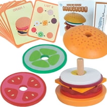 Montessori Mama Stacking Hamburger Toy, Create a Burger Sequencing Stacker, Food Stacking Toys Hamburger, Multi Cultural Play Food Sorting Toy
