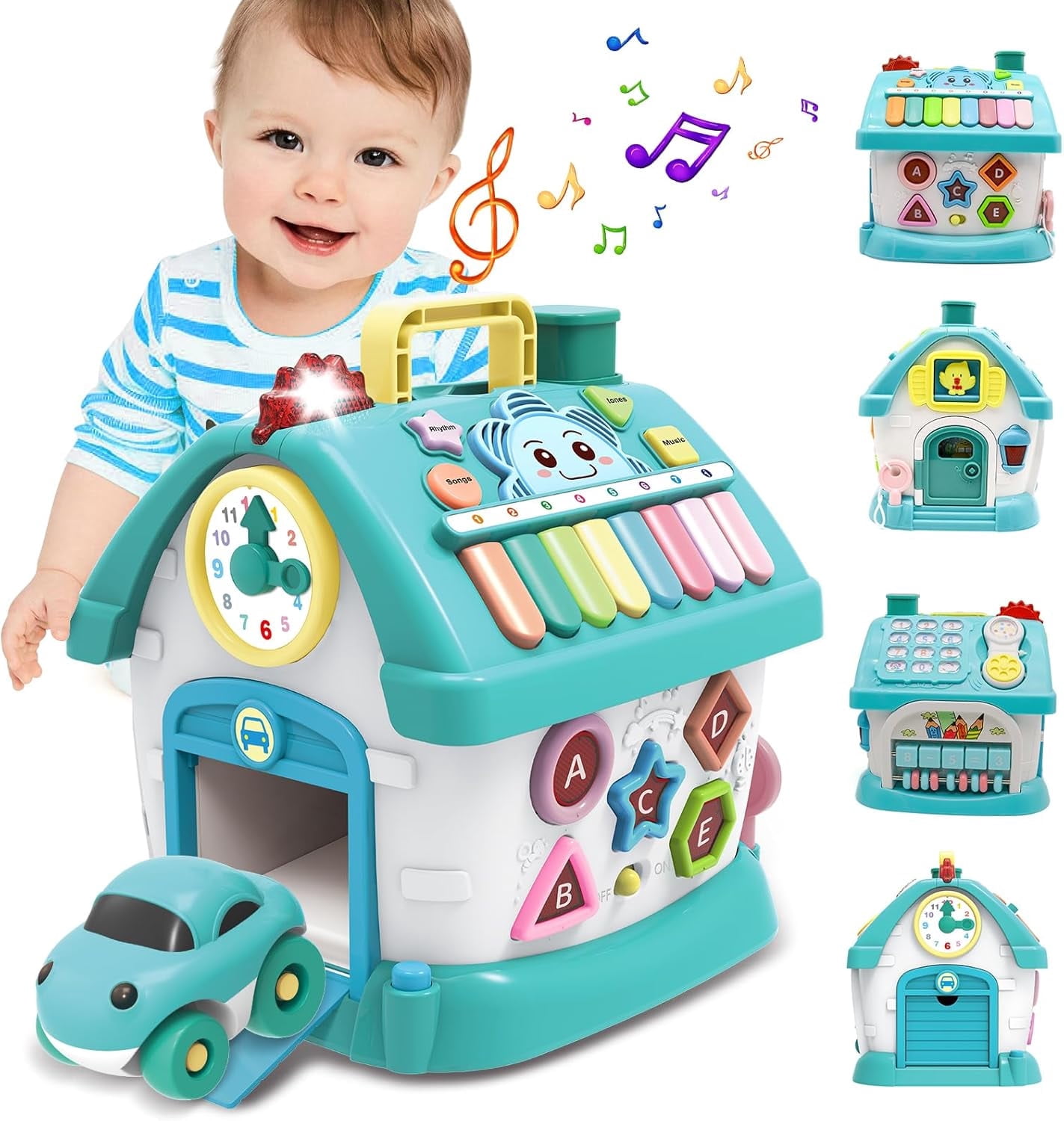Montessori Musical Activity Cube for 1-3 Year Olds - 8-in-1 Educational Baby Toy with Lights, Sounds & Piano, First Birthday Gift for Toddlers Boys Girls