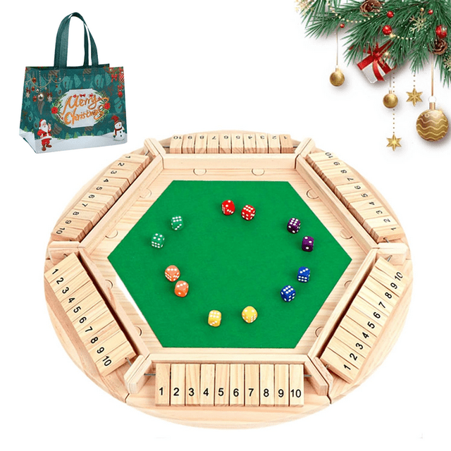 Montessori Number Knockdown Game, Shut the Box-Wooden Dice Board Game, 2-8 Player Shut the Box Wooden Dice Board Games, Classic Tabletop Version Family Games for Classroom, Home, Party (6PlayerC)