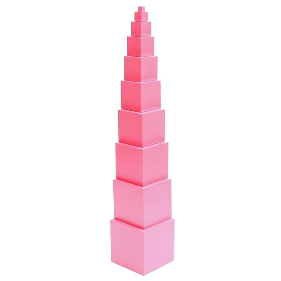 Montessori Pink Tower Wooden Cubes Beech Wood Sensorial Learning Toy 10 Piece Set