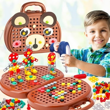 Montessori Toys, Puzzle Toy for Kids, 2D/3D Creativity Tool Box, Electric Drill Screwdriver Tool Set For Kids Boys And Girls 3rd To 10th Birthday Gifts