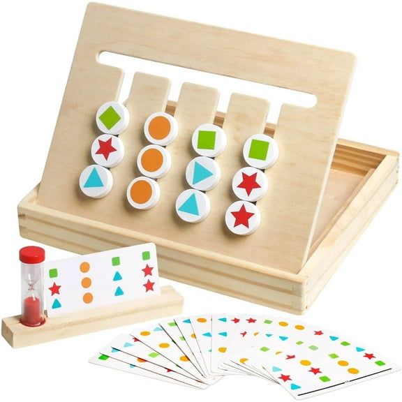 Montessori Preschool Learning Toys Logic Game Slide Puzzle Board Color Shape Sorting Matching Brain Teasers