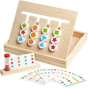 Montessori Preschool Learning Toys Logic Game Slide Puzzle Board Color Shape Sorting Matching Brain Teasers