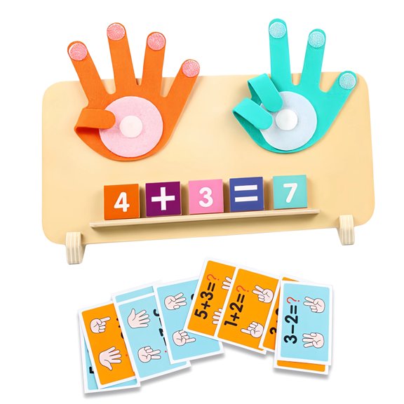 DIDUBUY Montessori Math Toy for Toddlers, Wooden Finger Counting Board, Homeschool Supplies, Preschool Learning Addition & Subtraction Games