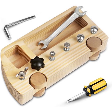Montessori Screwdriver Set with Bolt Board Toddler Tool Set Real Tools Sensory Fine Motor Toy for 3 4 5 Year Olds