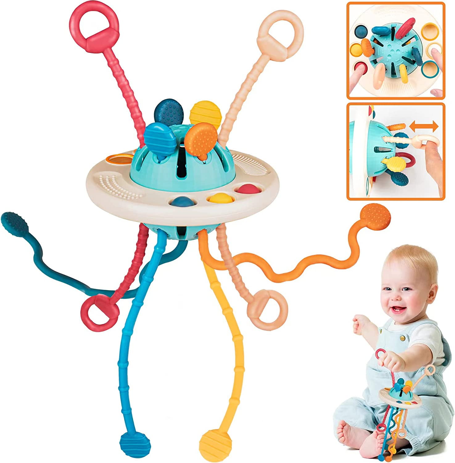 NARRIO Toddler Travel Toys for 1 Year Old Boy Girl Gifts, Sensory Food  Silicone Pull String Activity Montessori Baby Toys 6-12-18 Months, First  One