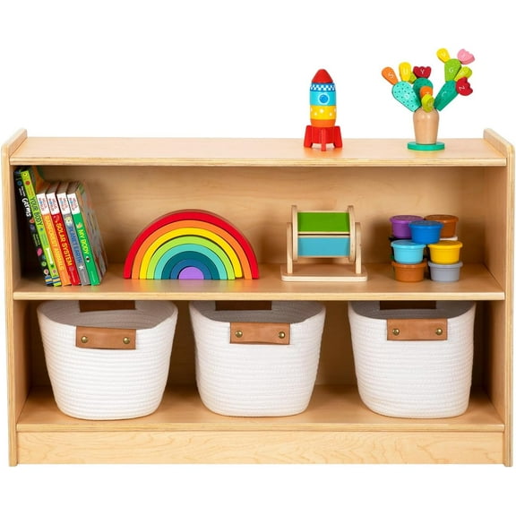 Montessori Shelf, Toy Organizers and Storage, 2-Tier Toddler Bookshelf Suitable for Classroom, Kindergarten, Kids Room, Playroom and Daycare Center