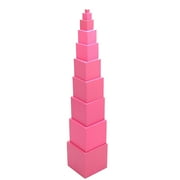 Montessori Tower Wooden Cube Block Kids Educational Toy Children Gift