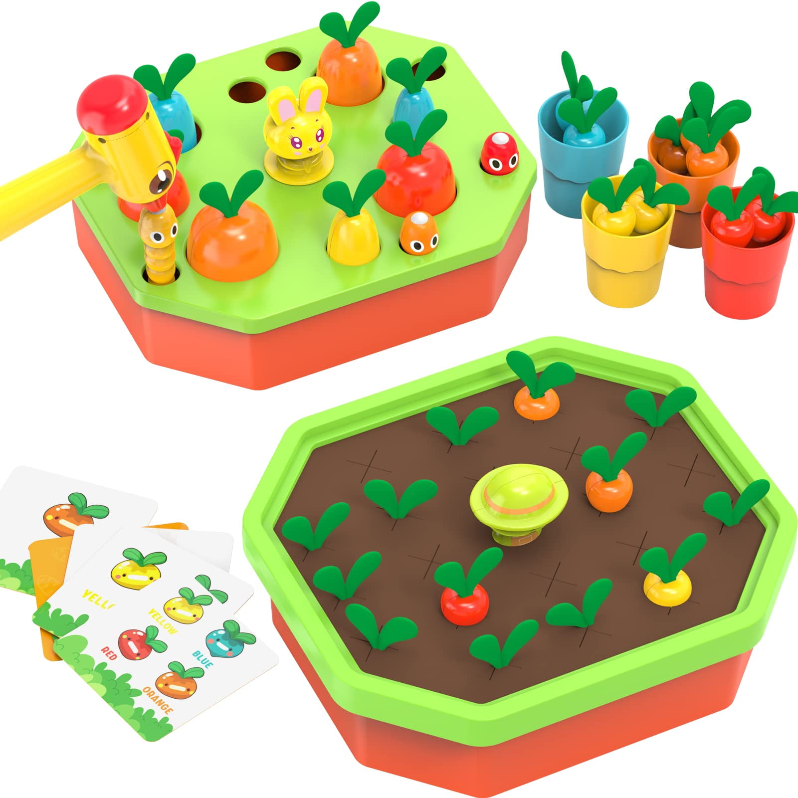 Montessori Toy for 18+ Month Gifts, 5in1 Carrot Harvest Toy for 2 3 4