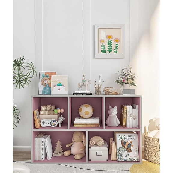 Montessori Toy Storage Shelf, Kids Toy and Book Storage Organizer with Cube Shelves for Kids Room Playroom Livingroom, White