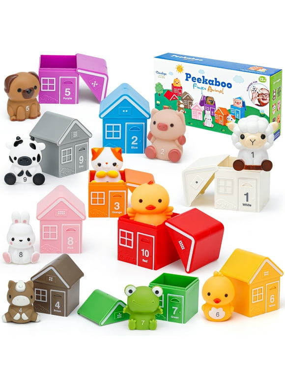 Montessori Toy for Toddlers 1-3 Year Old,  Farm Animal Learning Toys, Counting Sort Matching Game for 1 2 3 Year Old Boys Girls Birthday Gifts
