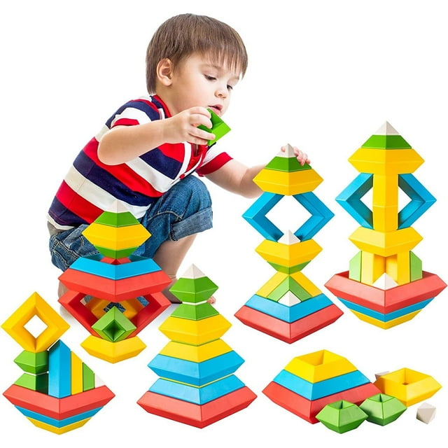 Montessori Toys for 1-5 Year Olds, 30Pcs Building Blocks, STEM Learning ...