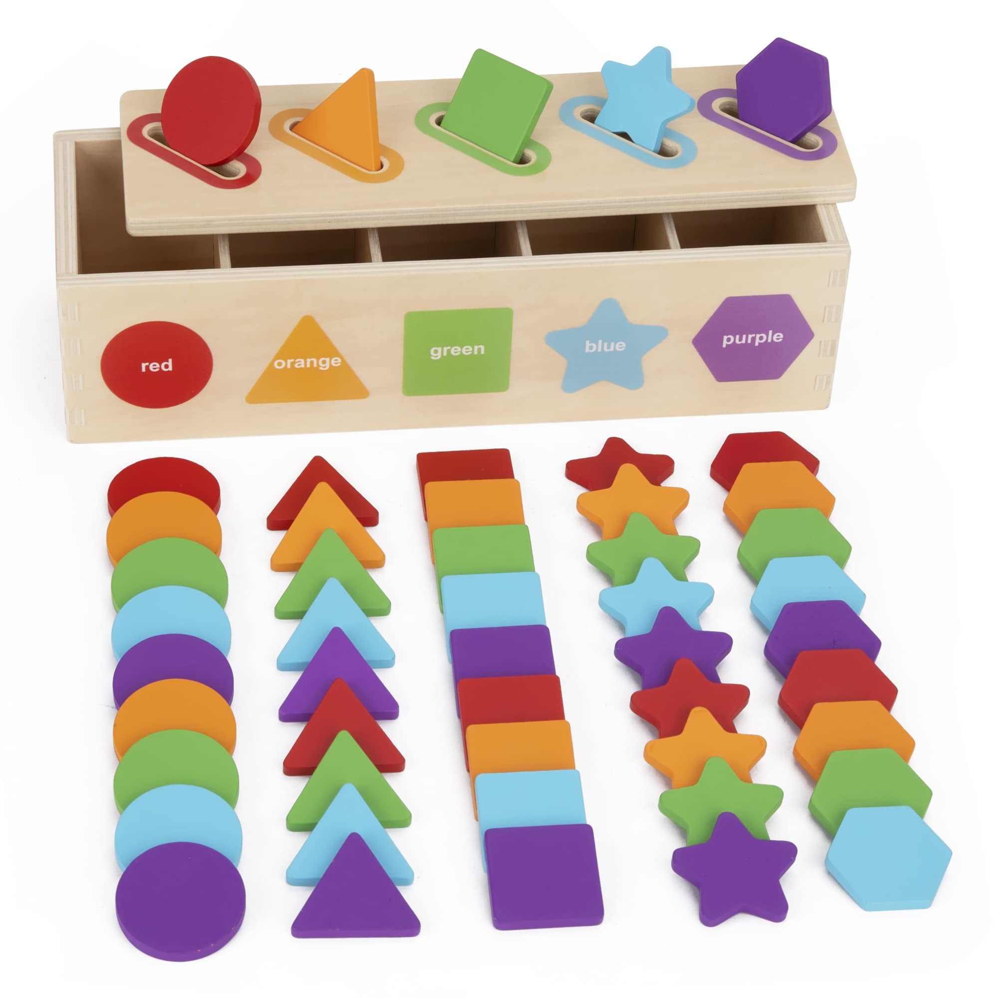 Montessori Toys For 1 2 3 Year Old | Wooden Color & Shape Sorting ...