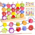 thumbnail image 1 of Montessori Toys for 3 4 5 Year Old, Wooden Fruit Toddler Stacking Toys, Stacking Blocks & Lacing Beads & Shape Sorter Toy for Toddler, STEM Preschool Learning Toys Gifts for Kids Boys Girls, 1 of 8