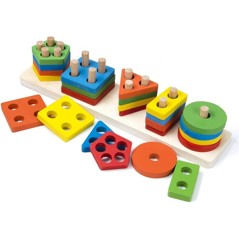 Montessori Toys for 1 5 Year Old Boys Girl Wooden Sorting and Stacking Toys for Toddlers 1 3 Educational Sensory Toys for Toddlers 12 18 Months Shape