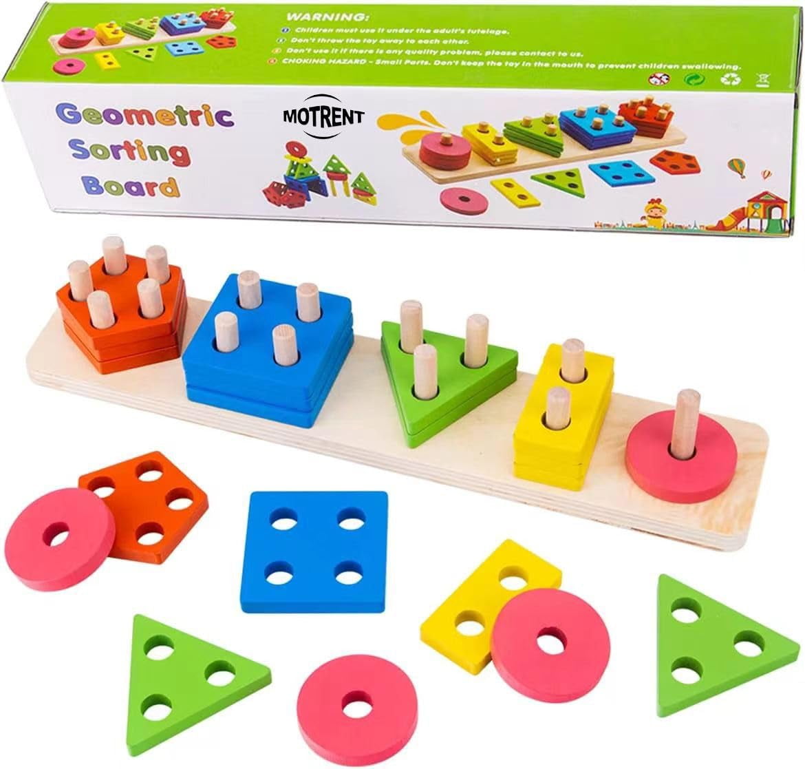 Montessori Toys for 1 YPF5 2 3 Year Old Boys Girls, Wooden Shape Sorter ...