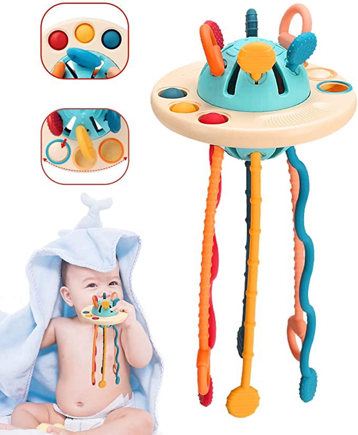 Montessori Toys for 18M+, Food Grade Silicone Pull String Activity Toy ...