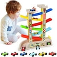 Montessori Toys for 2 3 Year Old Boys Toddlers, Car Ramp Toys with 6