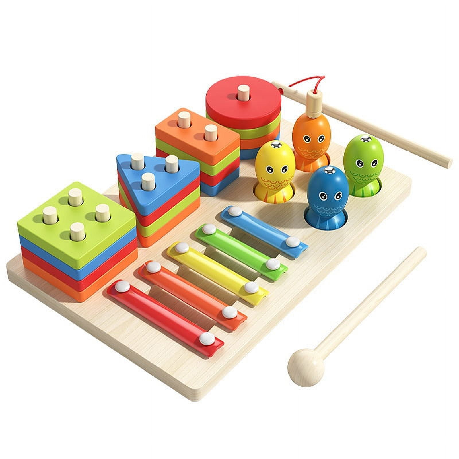 Montessori Toys for 2 Year Old Boys Girls, 3 in 1 Kids Wooden Toys ...