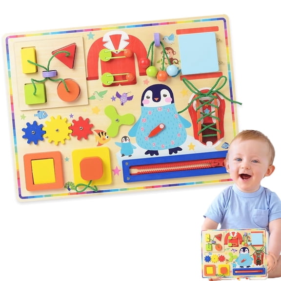 Montessori Toys for Toddler,Baby Busy Board,Sensory Board for Learning Fine Motor&Hands-on Skill,Autism Preschool Activities Board Educational Travel Toys for Boys Girls 2 3 4 Years Old