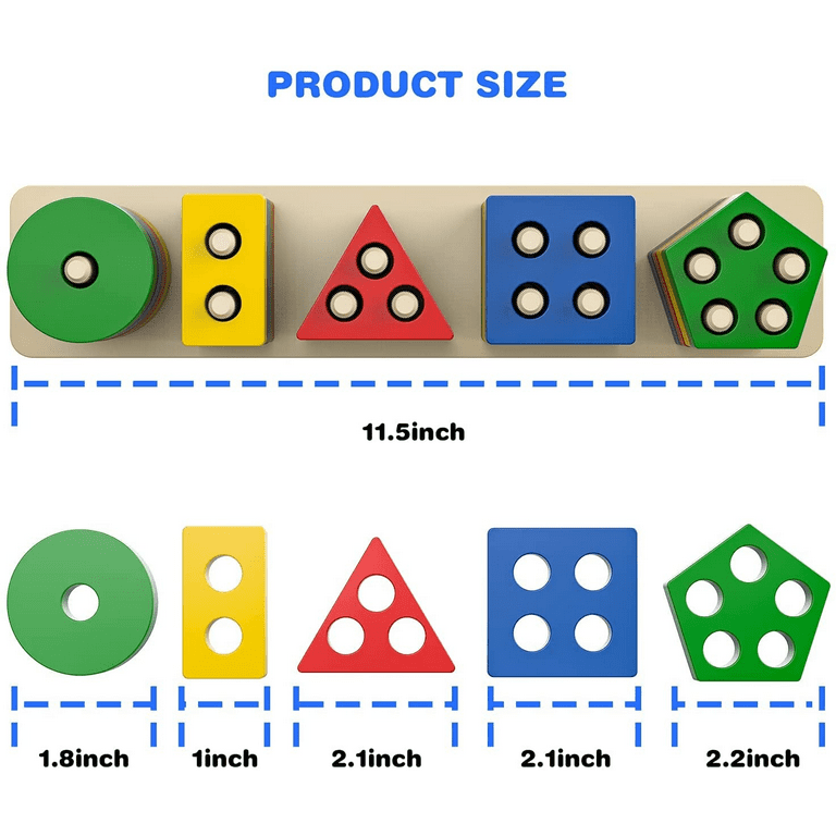  Montessori Toys for 1 2 3 Year Old Boys Girls Gifts, Wooden  Sorting and Stacking Toys for Toddlers 1-3, Educational Learning Toys for  Preschool Kids, Color Recognition Shape Sorter Puzzles for