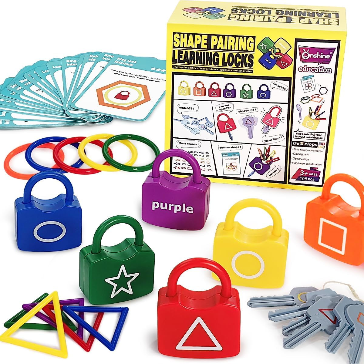 Montessori Toys for 3 Year Old, Lock and Key Toy for Toddler, Color and