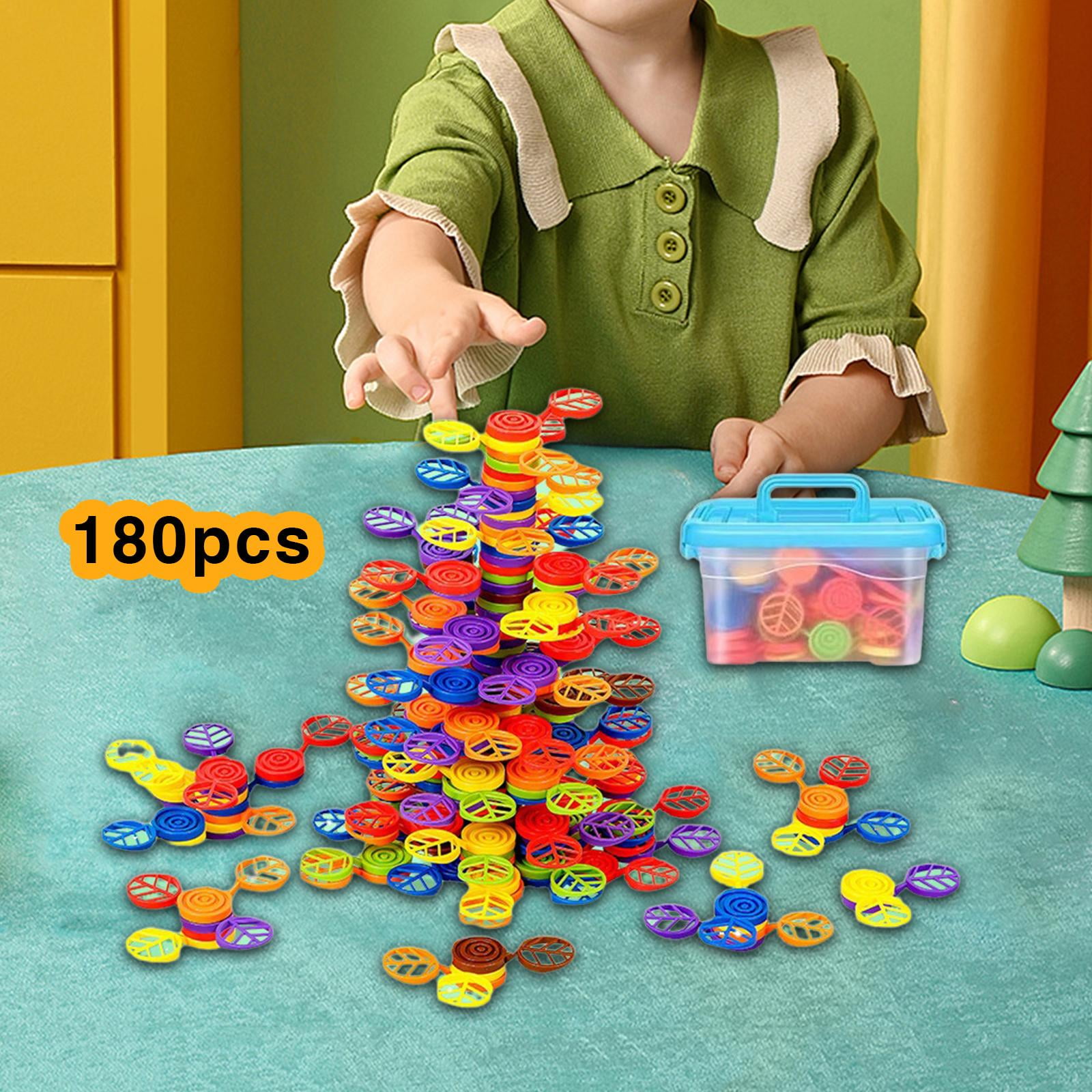 100Pcs Montessori Stacking Toys For Toddlers 1-5 Years - Pyramid Building Blocks With Storage Box