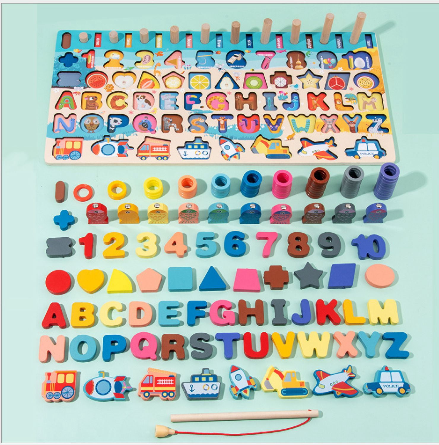 Montessori Wood Blocks Puzzle Board Set for Toddler Preschool Kids ...