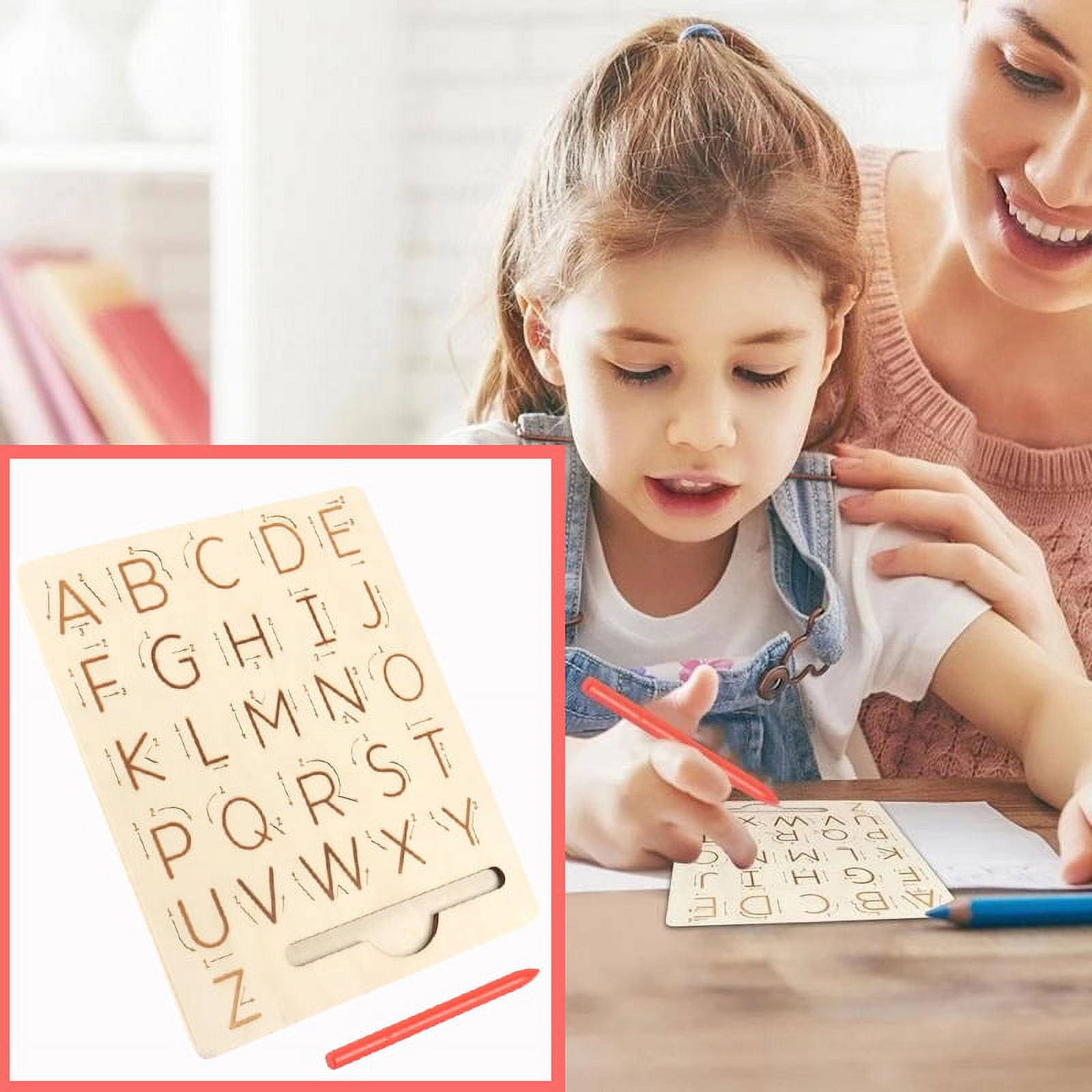 Terra Wooden Letters Practicing Board, Double-Sided Alphabet Tracing Tool  Learning to Write ABC Educational Toy Game Fine Motor Montessori Gift for  Preschool 3 4 5 Years Old Kids 