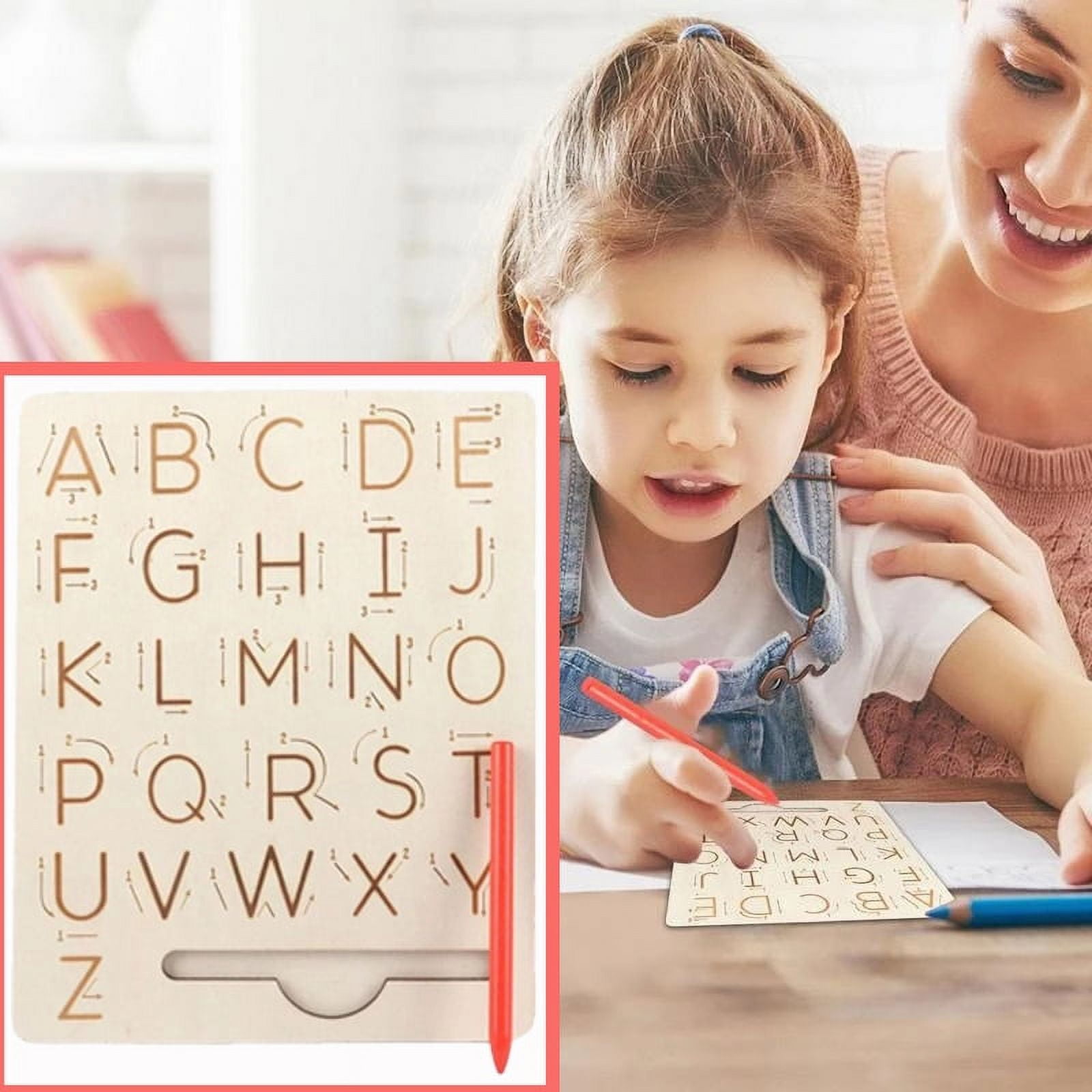 Montessori Wooden Alphabet Tracing Board,Wood Letter Practicing Board