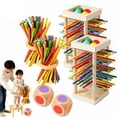 thumbnail image 1 of Montessori Wooden Board Game, 36 Colorful Sticks Dice Game, Math Learning Toys for Fine Motor Skills & Counting, Family Travel Game and Birthday Gifts, 1 of 8