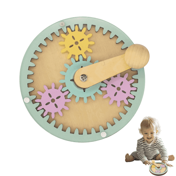 Montessori Wooden Busy Board DIY Accessories - Hanrd Crank Gear-Early Educational Wooden Toy-Sensory Board Materials for Kids-Activity Fidget Board Parts for Fine Mortor Skills