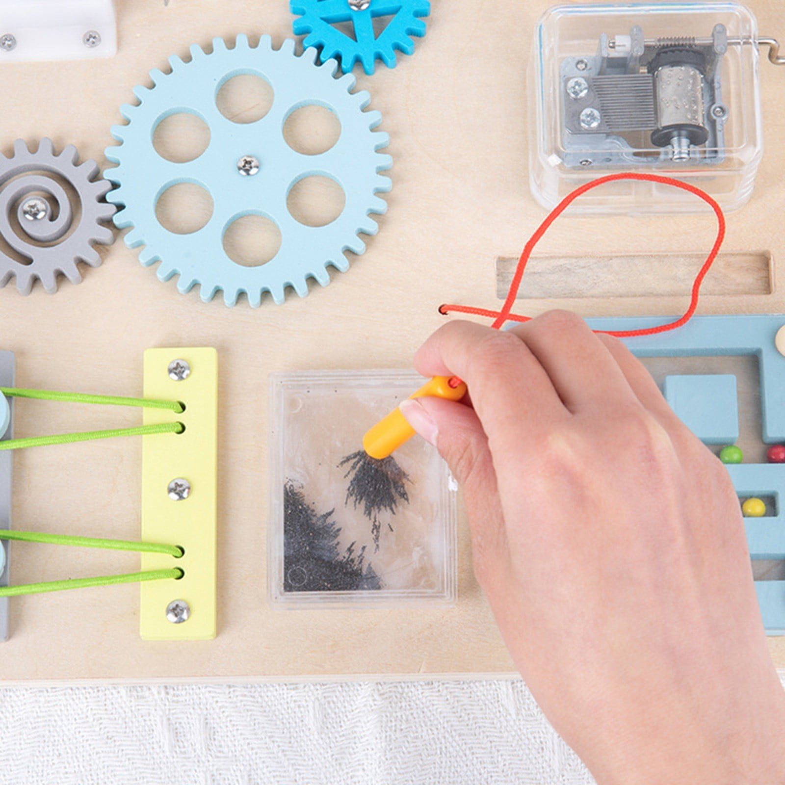 Led Light Activity LED Light Busy Board JAUNTY Montessori Wooden Busy Board For Toddlers 3 ...