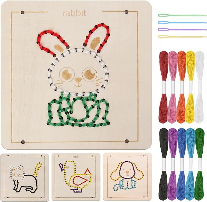 Montessori Wooden Lacing Toys for 1 2 3 4 Year Olds Toddlers,Early