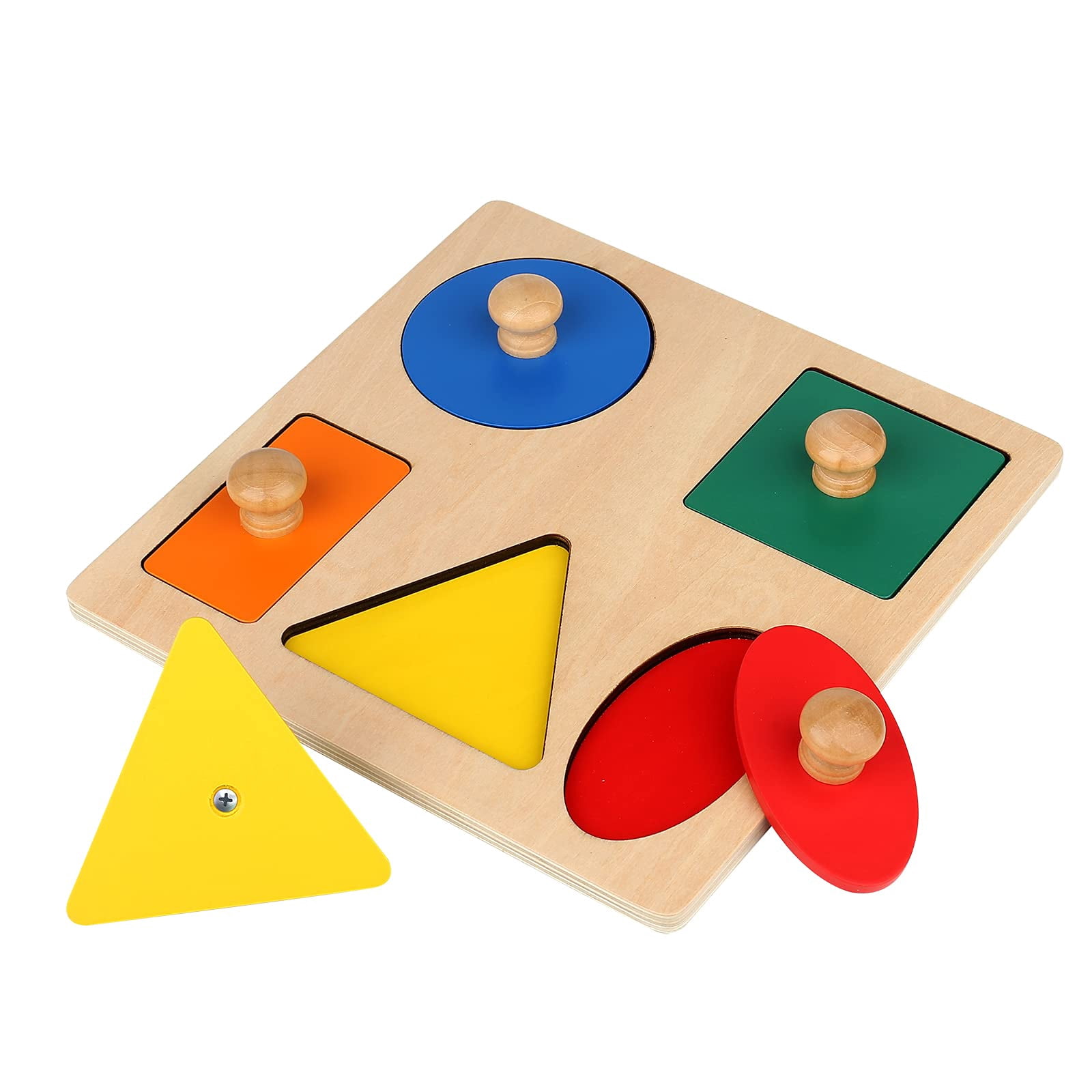 Montessori Wooden Puzzle Board OIF8 Knob Wooden Puzzle Geometric Shape ...