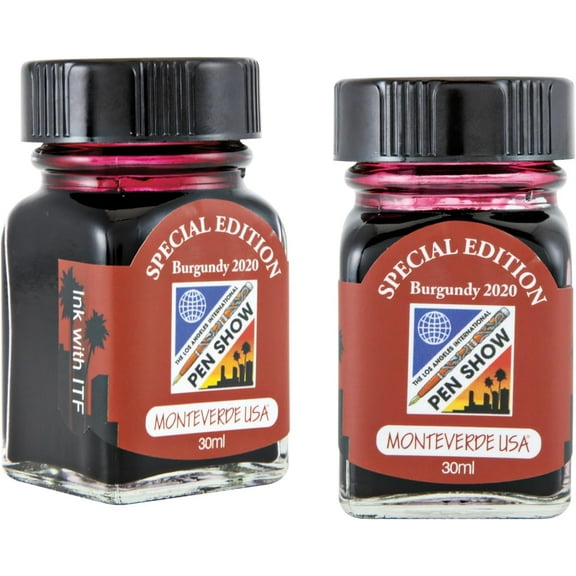 Monteverde 60ml Ink, Burgundy Ink (G309LB) Fountain Pen Ink, LA Pen Show 2020 - Special Edition (30ml Each Ink Bottle, 2 Pack)