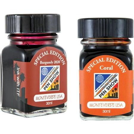 Monteverde 60ml Ink, Coral, Burgundy Ink (G309LA, G309LB) Fountain Pen Ink (30ml Each Ink Bottle, 2 Pack)