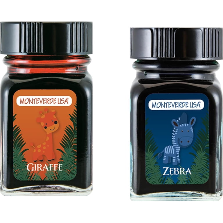 Monteverde 60ml Ink, Giraffe (Orange), Zebra (Blue) Jungle Ink