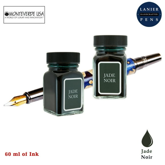 Monteverde 60ml Noir Fountain Pen Ink Bottle (30ml Jade Noir G309JN Ink Bottle - Pack of 2)