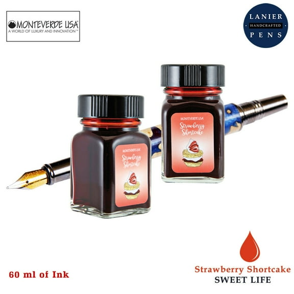 Monteverde 60ml Sweet Life Fountain Pen Ink Bottle (30ml Strawberry Shortcake G309SS Ink Bottle - Pack of 2)
