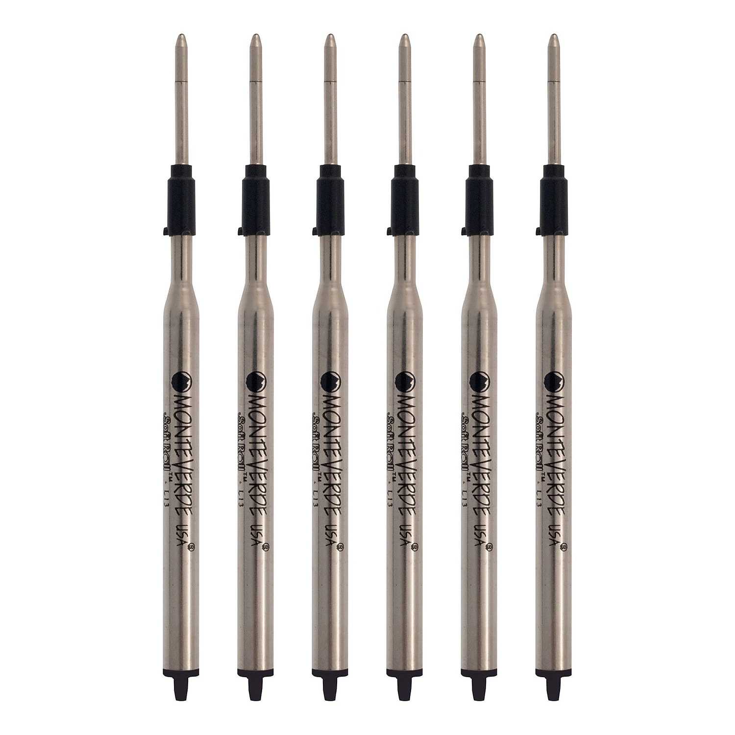 Monteverde Ballpoint Pen Refill Medium Point Black Ink 6 Pack (L133BK)