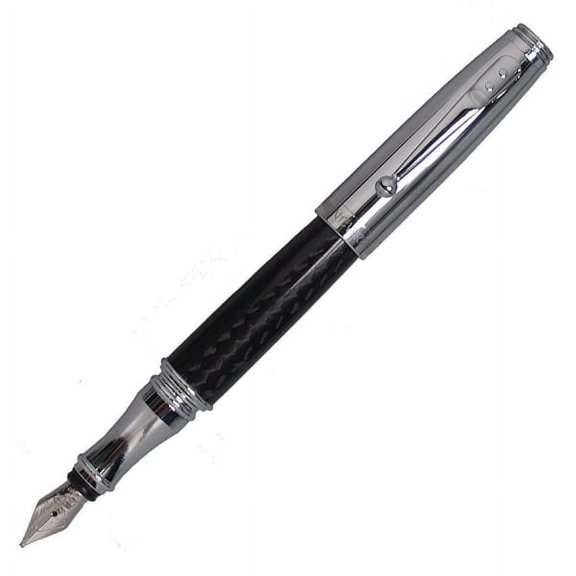 Monteverde Invincia Fountain Pen, Chrome, Medium Point, 0.5 mm, Black Barrel, Black Ink