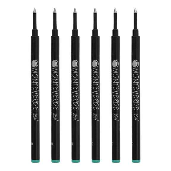 Monteverde Medium Rollerball Refill For Most Rollerball Pens 6/Pack Turquoise G233TQ