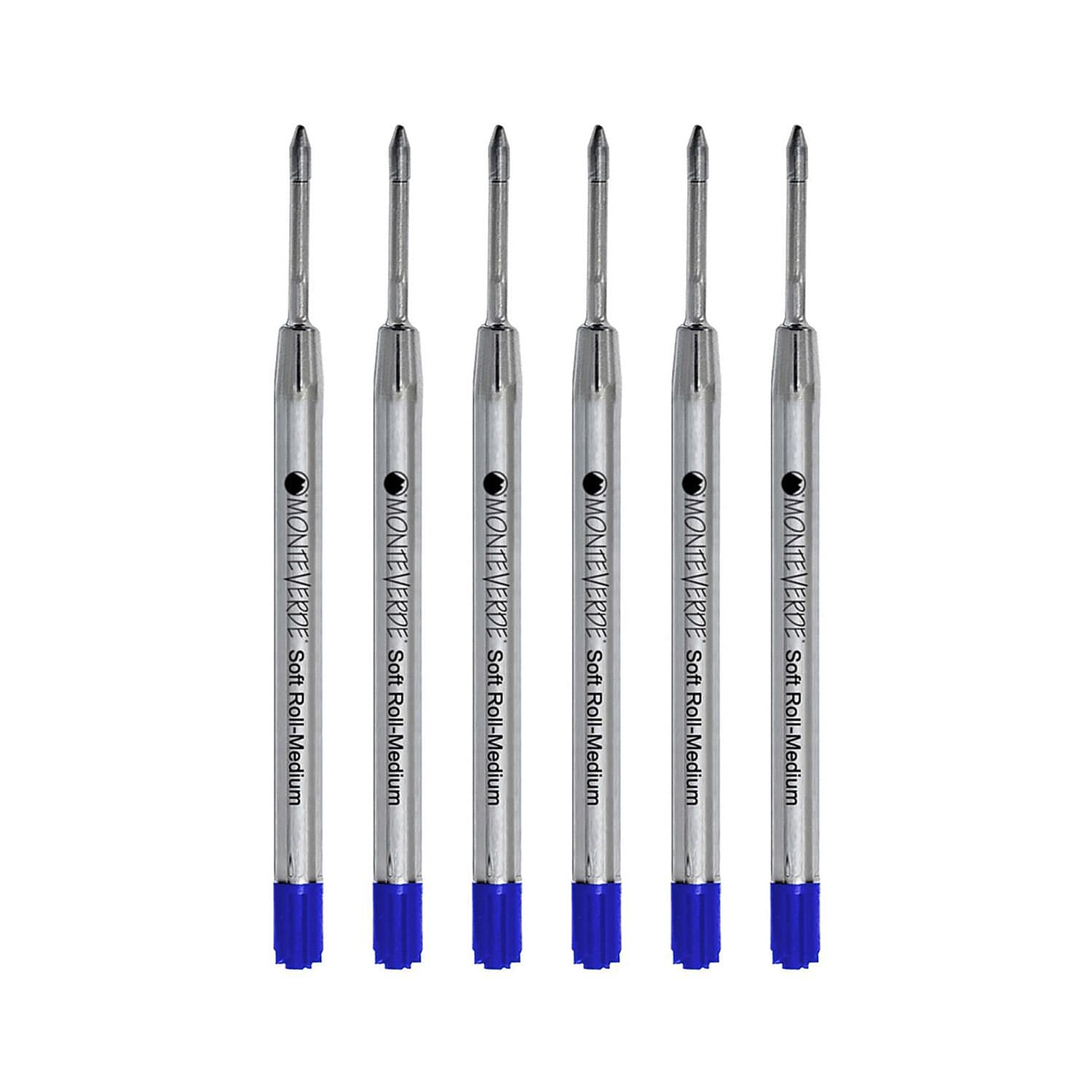 Monteverde® Soft Roll Parker® Style Ballpoint Refills, Medium Point, 0.7 mm, Blue, Pack Of 6