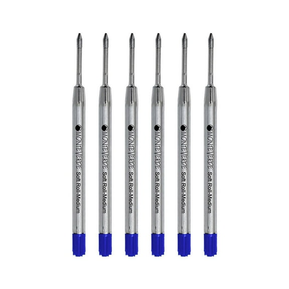 Monteverde Soft Roll Parker Style Ballpoint Refills, Medium Point, 0.7 mm, Blue, Pack Of 6