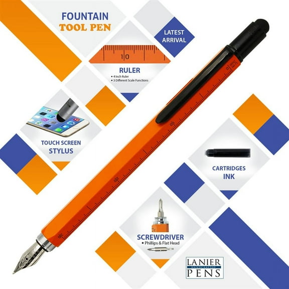 Monteverde USA One Touch Tool Pen, Fountain Pen, Orange (MV35290)